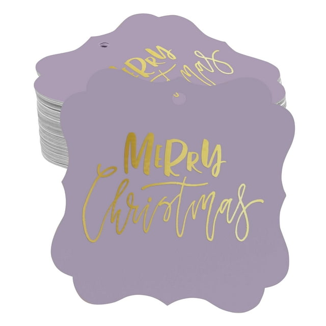 Inkdotpot Real Gold Foil Bracket Shape Paper Hang Tags Merry Christmas Favor Tags Pack Of 50