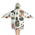 thumbnail image 2 of Brown Mushroom Plant White Pattern Blanket Hoodies for Kids 6-13YR Oversize Wearable Blanket Hoodies for Boys Girls Teens, 2 of 7