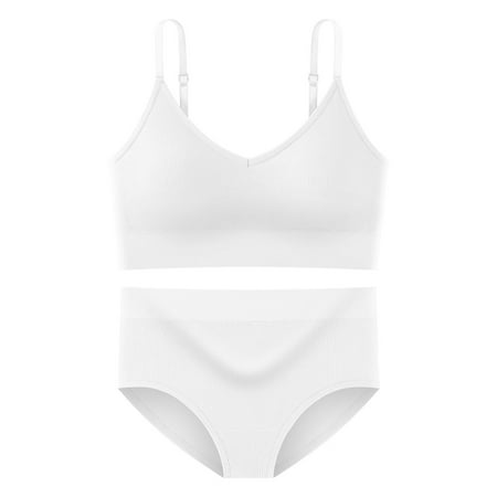 

EUHDSSDE Follure Underwear Set For Women 2 Piece V Neck With Padded Bra Sling Lingerie Vest And Pack Big Triangle Square Panty Set