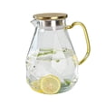 thumbnail image 1 of 2200ml Large Borosilicate Glass Water Pitcher with Gold Lid Pattern Design Heat Glass Carafe with Handle for Hot/Cold Water Iced Juice and Beverage Serving, 1 of 8