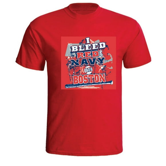 Boston Baseball "I Bleed Red & Navy - GO Boston!" Red T-shirt