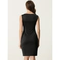 thumbnail image 3 of DARING DIVA Sleeveless Sheath Dress Boat Neck Casual Office Dresses XS Black, 3 of 6
