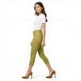 thumbnail image 6 of Couver Women's Ultra Stretch 5 Pocket Capri Jeggings Pull-On Denim Look Pants, Olive, Small, 1 Pair, 6 of 9
