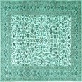 thumbnail image 1 of Ahgly Company Machine Washable Indoor Square Persian Turquoise Blue Traditional Area Rugs, 4' Square, 1 of 4
