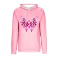 thumbnail image 4 of Zynoxe Womens Breast Cancer Awareness Hoodies Casual Soft Ribbed Knit Drop Shoulder Long Sleeve Lounge Hooded Sweatshirt with Pocket Pink S, 4 of 5