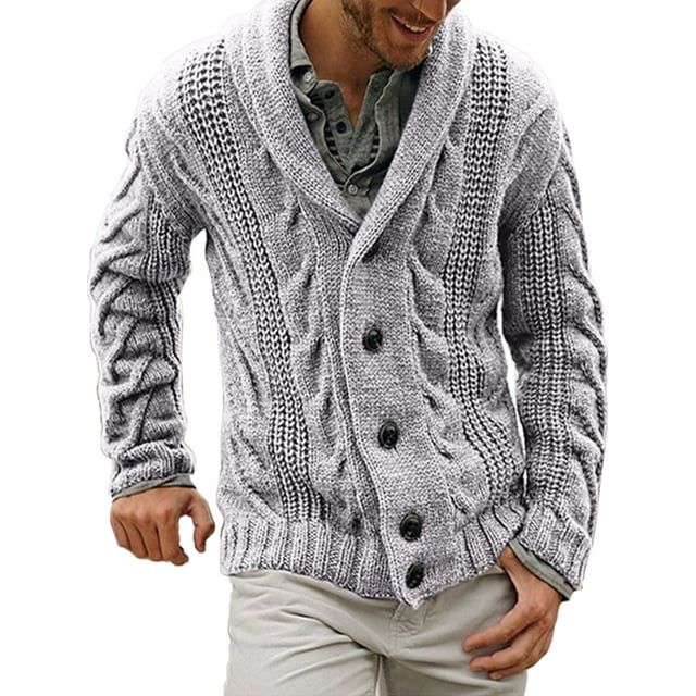 Frontwalk Men's Winter Sweater Cardigan Casual Loose Button Down Coat ...