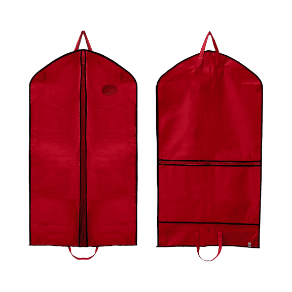 60'' Breathable Red (Gussted) PP Non Woven Garment Bag (Window & Shoe Pocket) - 1 Count - Basic LTD