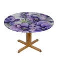 thumbnail image 3 of Nawypu  Round Table Cover, Waterproof Reusable Table Cloth Round Fitted Vinyl Tablecloth with Elastic Edged for Parties Outdoors, Purple Lavender and Dragonfly, 3 of 7