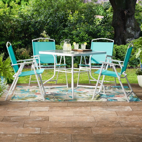 Mainstays 5pc Albany Lane Dining Set, Turquiose, Outdoor Living