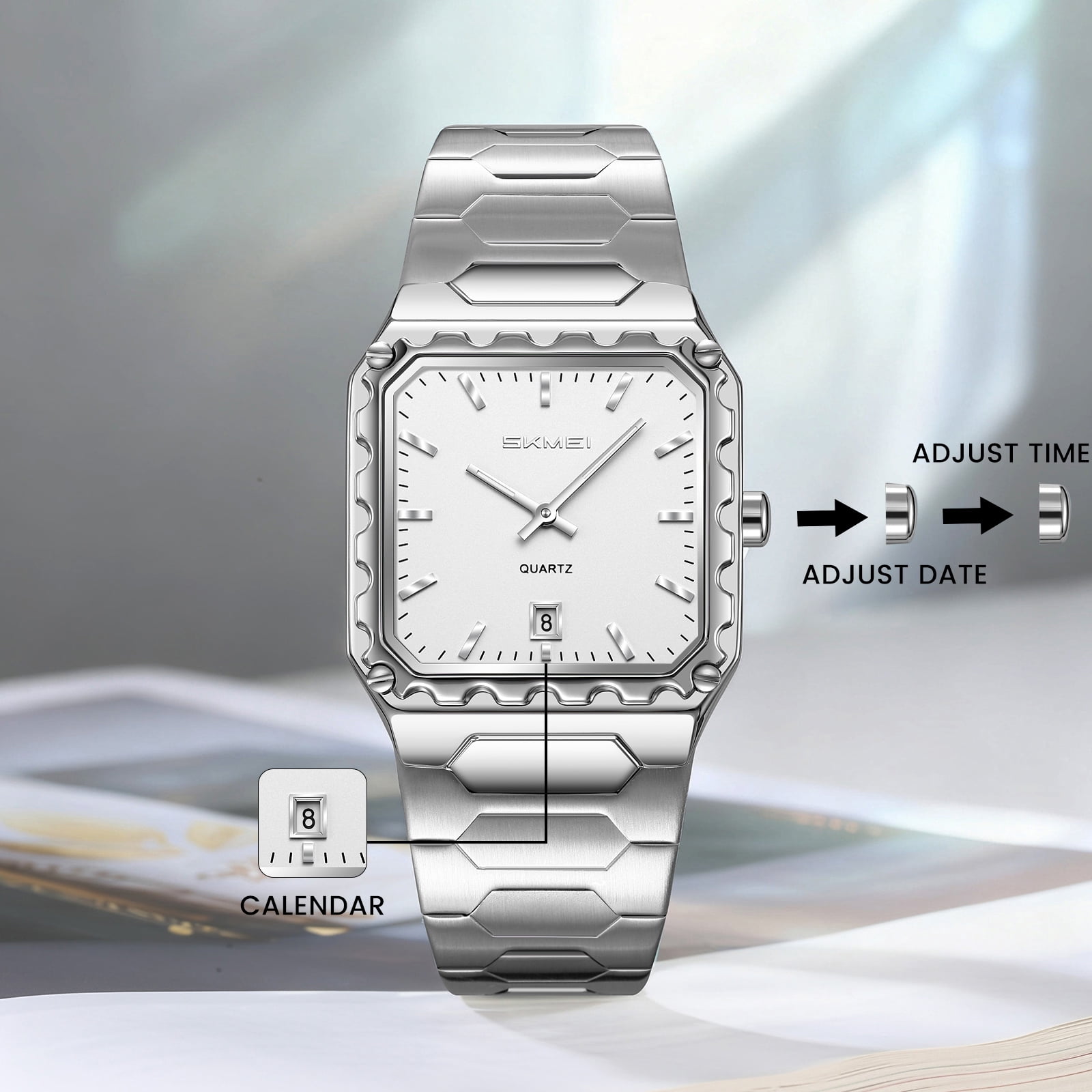 SKMEI Watches for Men Fashion Business Mens Watch Analog Quartz Big Face Luxury Classic Stainless Steel Waterproof Luminous Wristwatch