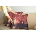 thumbnail image 2 of Ambesonne Nature Throw Pillow Cover 2 Pack, Charming Mist Forest, 24", Brown and Ruby, 2 of 7