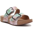 thumbnail image 1 of Josef Seibel Tonga 64 Women's Floral Leather Sandal With 2 Buckle Strap In Mint Size 9, 1 of 6