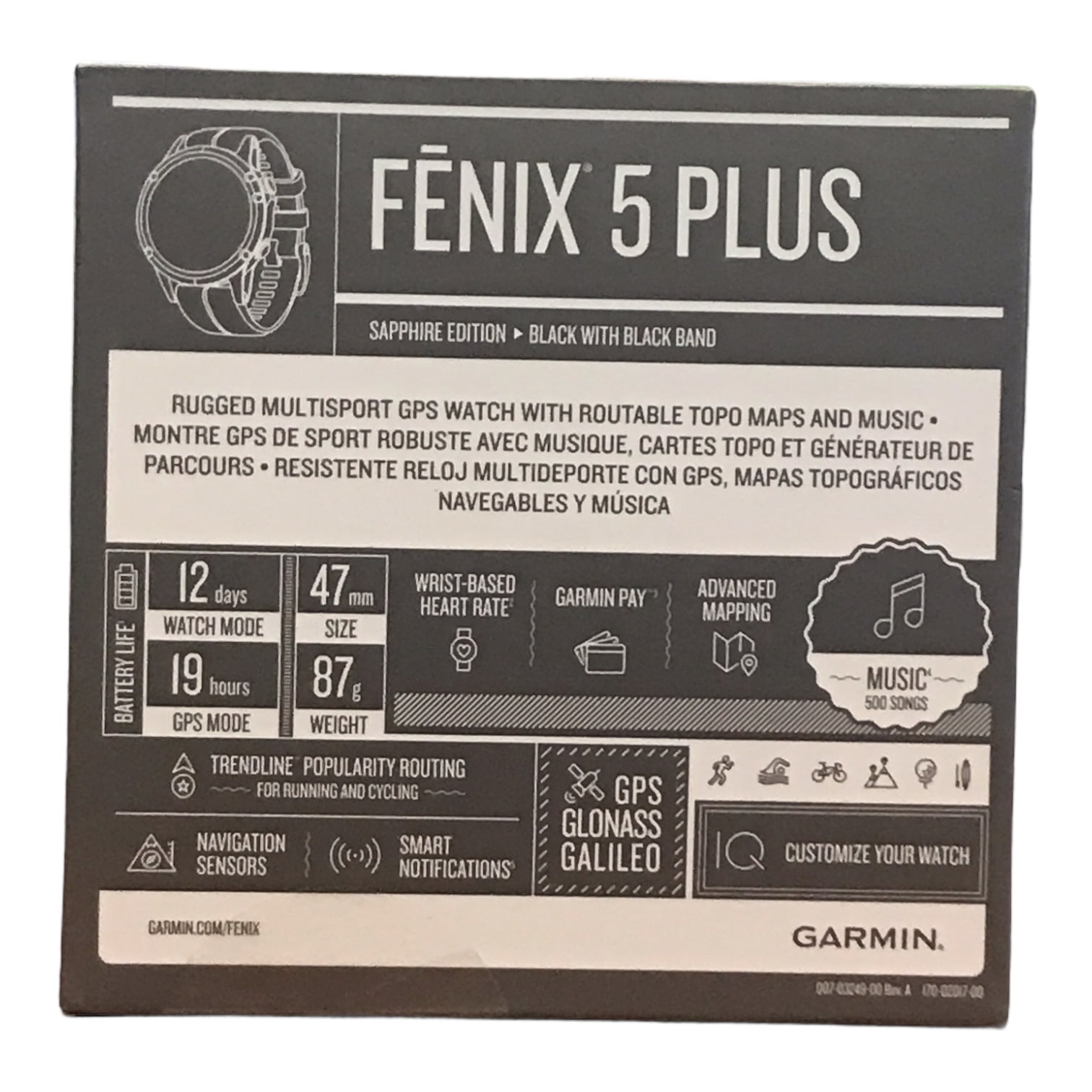 Garmin Fenix 5 Plus Sapphire, Black with Band - Walmart.com Garmin Fenix 5 Plus Sapphire, Black with Band - Walmart.com