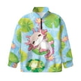 thumbnail image 4 of Uourmeti Water Cartoon Axolotl Frog Youth Girls Summer Sweatshirt Quarter Zip Up Pullover Lightweight Comfy Casual Loose Top for Cool evenings Athletic Size 9-10, 4 of 7