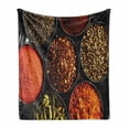 thumbnail image 1 of Spice Soft Flannel Fleece Blanket, Cooking Additives and Kitchen Needs Bowls of Traditional Seasoning Elements Top View, Cozy Plush for Indoor and Outdoor Use, 70" x 90", Multicolor, by Ambesonne, 1 of 6