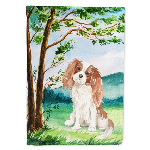 Carolines Treasures CK2020GF Under the Tree Blenheim Cavalier Spaniel Flag Garden Size  Small multicolor