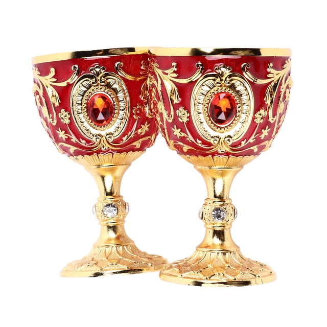 Copa De Vino Vintage aleación Elegante Decorativa Retro Copas De Tallo Hogar Bar Fiesta 2 Piezas