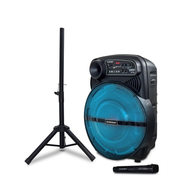 Parlante Bluetooth Audiobox ABX-1550S de 15" con luces LED y soporte para micrófono