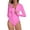 B-Pink, variant on Women's Rash Guard Long Sleeve Women Tummy Control Zipper One Piece Swimsuit Sexy Monokini Pink Bathing Suits Size S