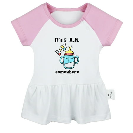 

iDzn It s 5 A.M. Somewhere Funny Dresses For Baby Newborn Babies Skirts Infant Princess Dress 0-24M Kids Graphic Clothes (Pink Raglan Dresses 0-6 Months)