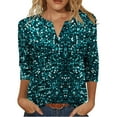 thumbnail image 2 of Ounisa Womens Tops 3/4 Sleeve V Neck Button Down Shirts Business Casual Outfit Basic Tees Summer Top 2025, 2 of 8