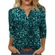 thumbnail image 2 of Ailaofu 3/4 Length Sleeve Womens Tops with Button Dressy Casual V Neck Summer Outfits Early Fall Fashion Clothes, 2 of 6