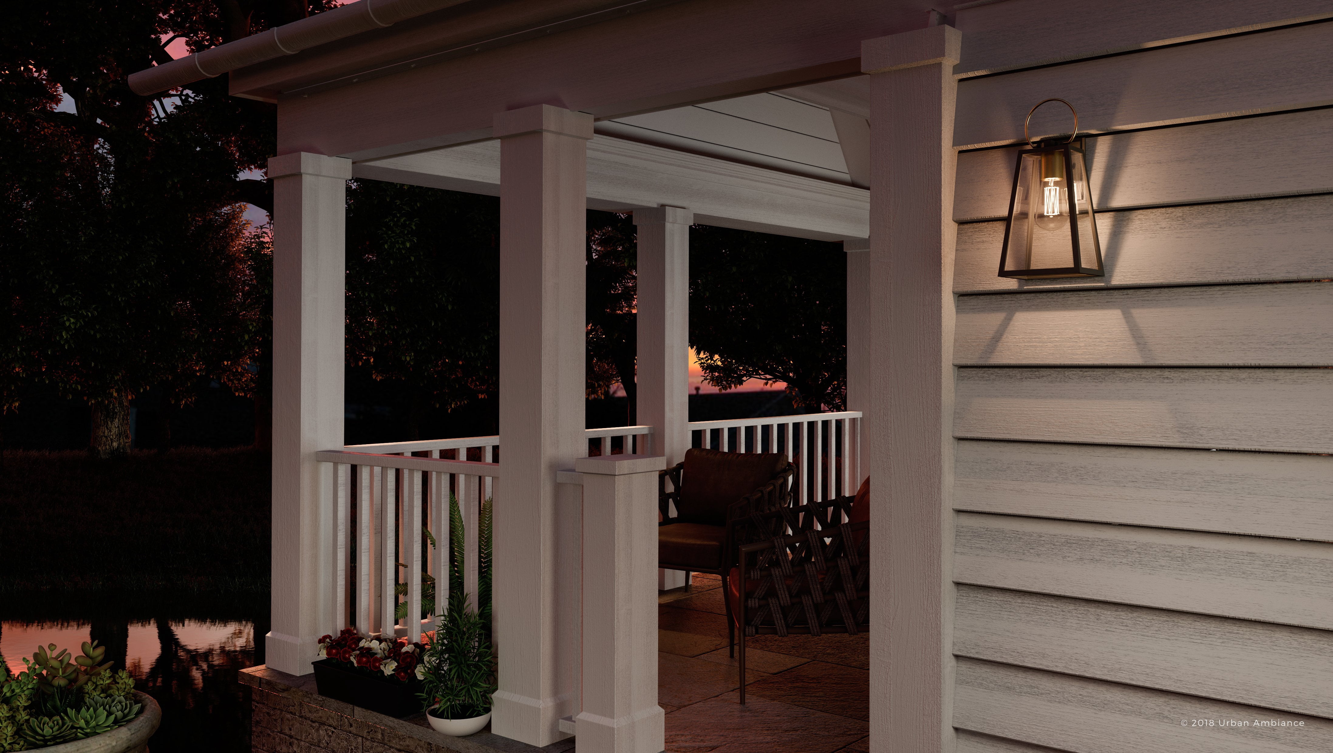 Urban Ambiance Luxury Transitional Outdoor Wall Light, Size: 15-1/8"H x 6-1/2"W, with Farmhouse Style Elements, Olde Bronze Finish and Clear Shade, UHP1002