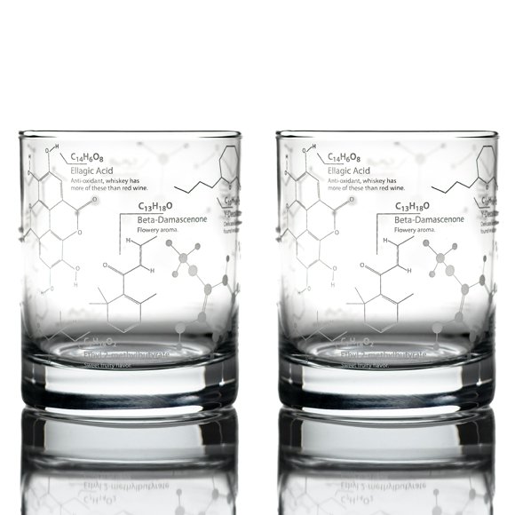 Greenline Goods Whiskey Glasses - 10 oz Tumbler Science of Whisky Glass - Etched with Whiskey Chemistry Molecules | Old Fashioned Rocks Glassware