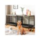 thumbnail image 1 of 27-pulgada dog crate muebles: de madera dog kennel con wheels y double door, decorative pet house con removable tray - moderno end mesa metal dog cage para sala de estar, dormitorio, y outdoors, 1 of 9