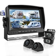Backup Camera System with 9?? Large Monitor and DVR for RV semi Box Truck Trailer Rear and Side View Quad HD Camera 4 Split Screens Advanced Record Function IP69 Waterproof Avoid Blind spot eRapta A9