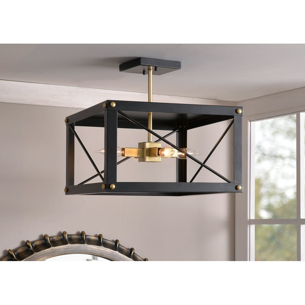 Courtney Black and Gold 4 Light Semi Flush Mount