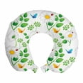 thumbnail image 1 of Ladybugs Travel Pillow Neck Rest, Macro Chamomiles and Ladybugs Illustration Playful Magic Spirits of the Nature, Memory Foam Traveling Accessory Airplane and Car, 12", White Green, by Ambesonne, 1 of 2