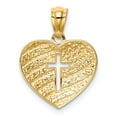 thumbnail image 3 of FB Jewels 14K Yellow Gold White Rhodium Usa Flag with Cross Heart Pendant, 3 of 4