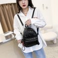 thumbnail image 3 of Mochila de cuero de PU para mujer de color sólido, bolso diario, bolsos de hombro (negro A) Likrtyny Para estrenar, 3 of 8