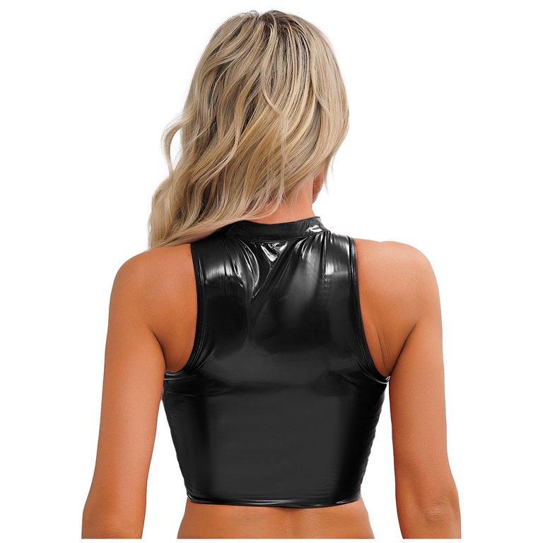Alvivi Women's Lace Up Front Tank Tops Choker Neck Punk Sleeveless