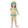 thumbnail image 3 of Pineapple Print Polyester Bikini Swimsuit Set (Girl's 12-14) 3-Piece Set, 3 of 9