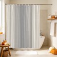 thumbnail image 5 of Grey Striped Shower Curtain Set - 48" x 72" Washable Bathtub Curtain with 12 Hooks, Farmhouse Beige Stripes Vintage Rustic Waterproof Fabric Stall Shower Curtains for Bathroom/Bathtub Décor, 5 of 8