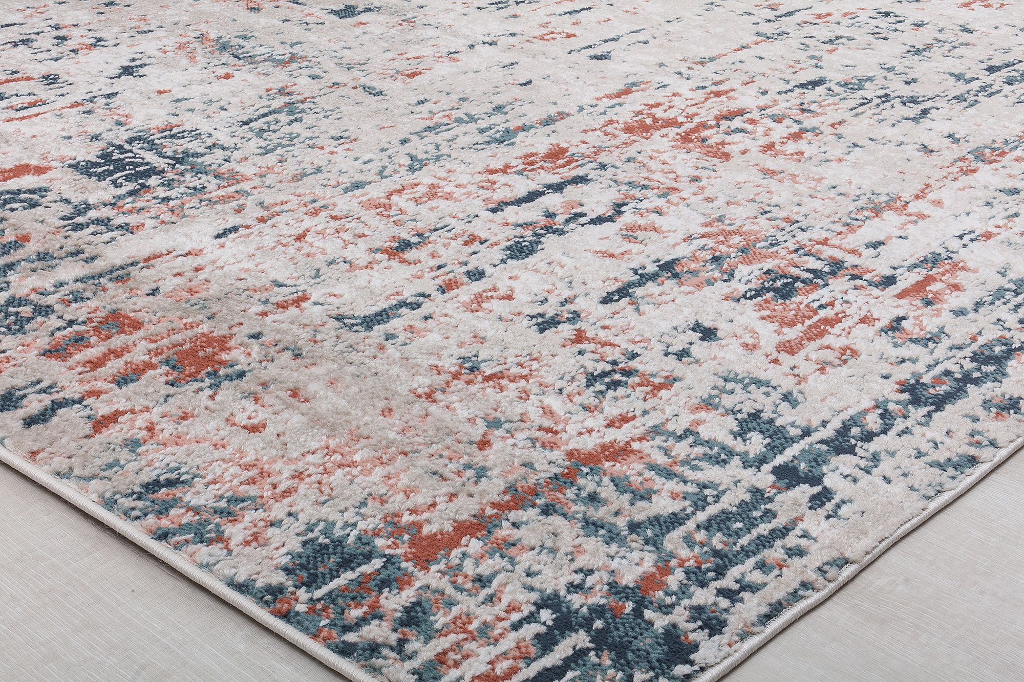 Cora CL65A Blue Mist Transitional Vintage Rust Area Rug, 2'6" x 8'