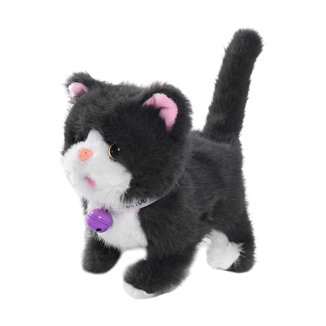 Juguete electrónico de simulación de gato que camina con función de cola de meneo suave con Gris