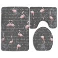 thumbnail image 1 of ABPHQTO Letra Pink Flamingo Juego de alfombras de baño de 3 piezas Alfombra de baño Alfombra de contorno y tapa de inodoro, 1 of 2