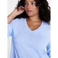 thumbnail image 4 of Terra & Sky Women's Plus Size V Neck Tee with Long Sleeves, Size 0X-5X, 4 of 5