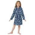 thumbnail image 6 of FORMRS Niños Bathrobe Unisex Hooded Robe Soft Plush Pajamas Sleepwear, Size 10-12T, Watercolor Shark Pattern, 6 of 7