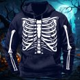 thumbnail image 2 of Tfken Halloween Hoodie For Mens Festival Long Sleeve Skeleton Graphic Print Fashion Halloween Sweatshirts Soft Loose Comfortable Pullover Tops Warm Winter Fall Outdoor Men Comfy Clothes Blue, 2 of 3