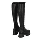 thumbnail image 3 of Bota Maxi Larga Suela Track Lycra Piel Sintético Para Mujer Color Negro Platonia  MARGOT-01-NEGRO, 3 of 8