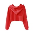 thumbnail image 3 of iiniim Kids Girls Long Sleeve Hooded Sweatshirt Crop Tops for Casual/Sports/Hiphop Dance 4-16 Red 14, 3 of 7