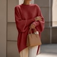 thumbnail image 6 of Vivianyo HD Women's Crew Neck Oversized Knit Tunic Sweater, Batwing Long Sleeve Loose Fit Pullover For Women, Fall Winter Longline Top for Brunch Meetings and City Walks, Size S-3XL, 6 of 7