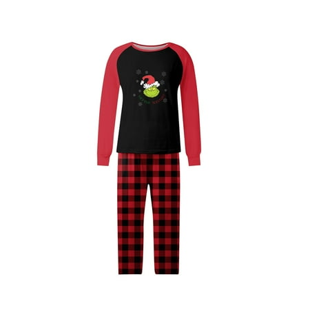 

Clearance Before Christmas！Gotyou Family Grinch Pajamas Christmas Prints Family Matching Long Sleeve Tops+Pants Set Family Matching Sets