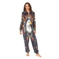 thumbnail image 2 of FORMRS Onesies Pajama for Adults Unisex Hoodie Winter Jumpsuit One Piece Sleepwear, Sizes S-2XL, Brown Abstract Eagle, 2 of 7