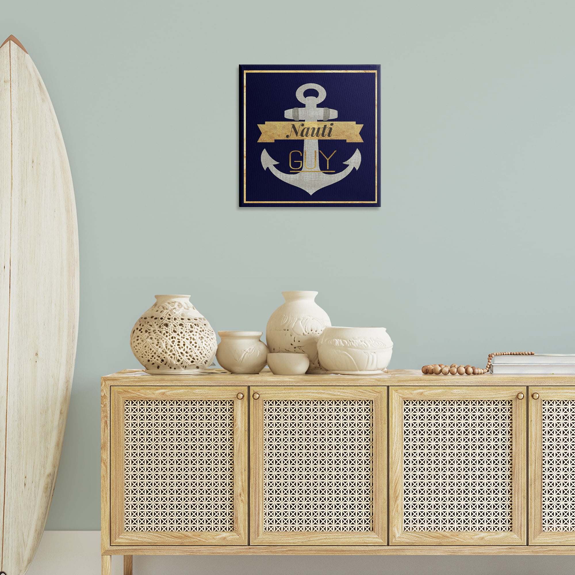 Stupell Industries Nauti Guy with Anchor Novelty & Humor Painting Wrapped Canvas Art Print Wall Art, 24 x 24