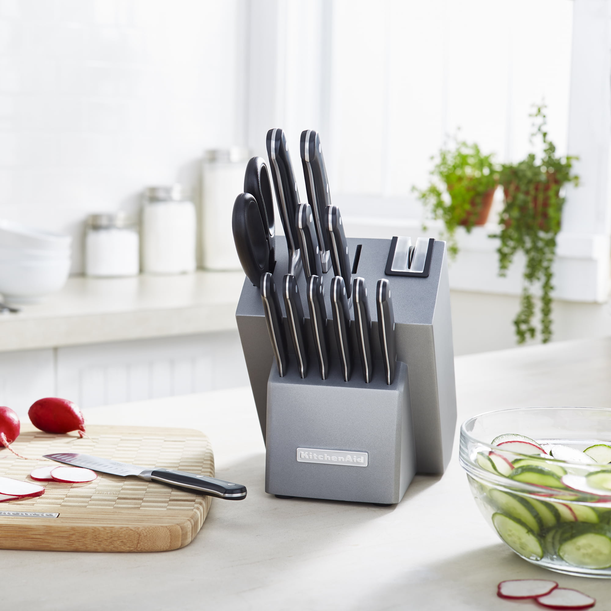 KitchenAid® Classic Forged 14-Piece Triple Rivet Cutlery Set, Onyx 